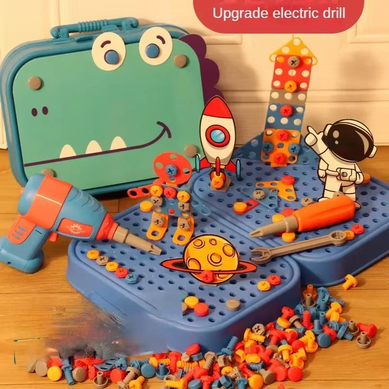Children Toys Tool Set Electric Drill Screw Nut 3D Puzzle Toys Pretend Play Repair Tool Box Drilling Assembly Educational Toys